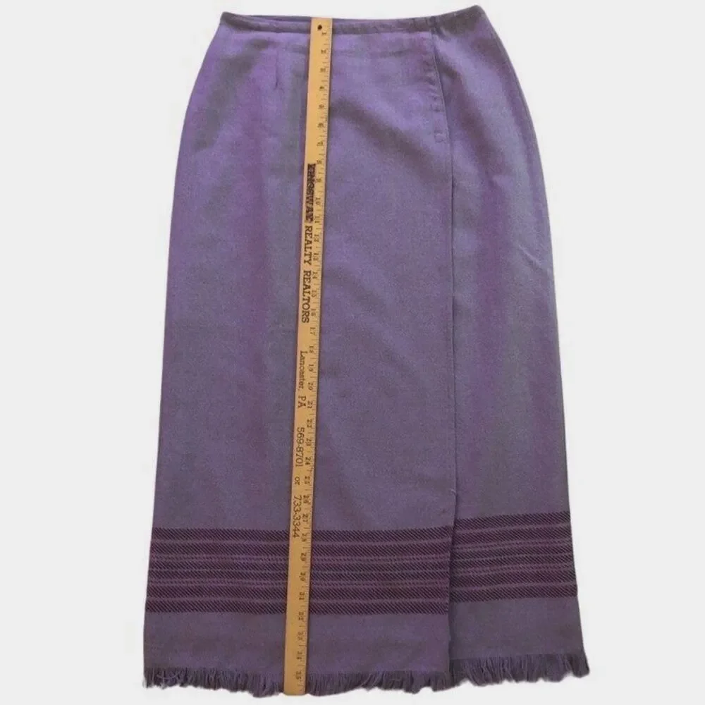 VTG Cherokee Wrap Fringed Blanket Skirt Womens Size 10 Cotton Flannel Lined Boho
